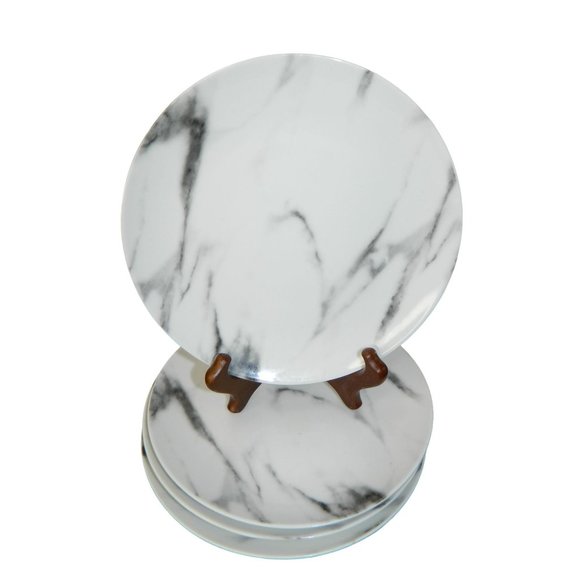 Marble Design Set Of 4 Plates 7.5" Home to Kitchen Porcelain Marble Effect Salad - Picture 1 of 10